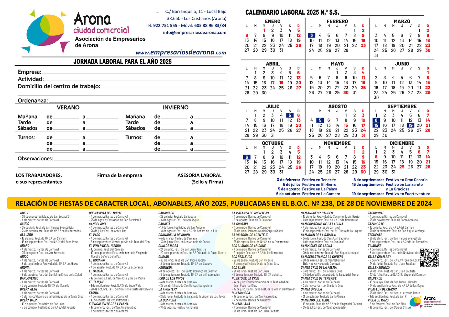 Calendario laboral Canarias 2025